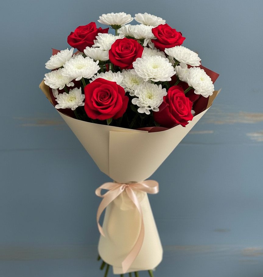 Букет цветов из: Розы и Хризантемы в Мариинске