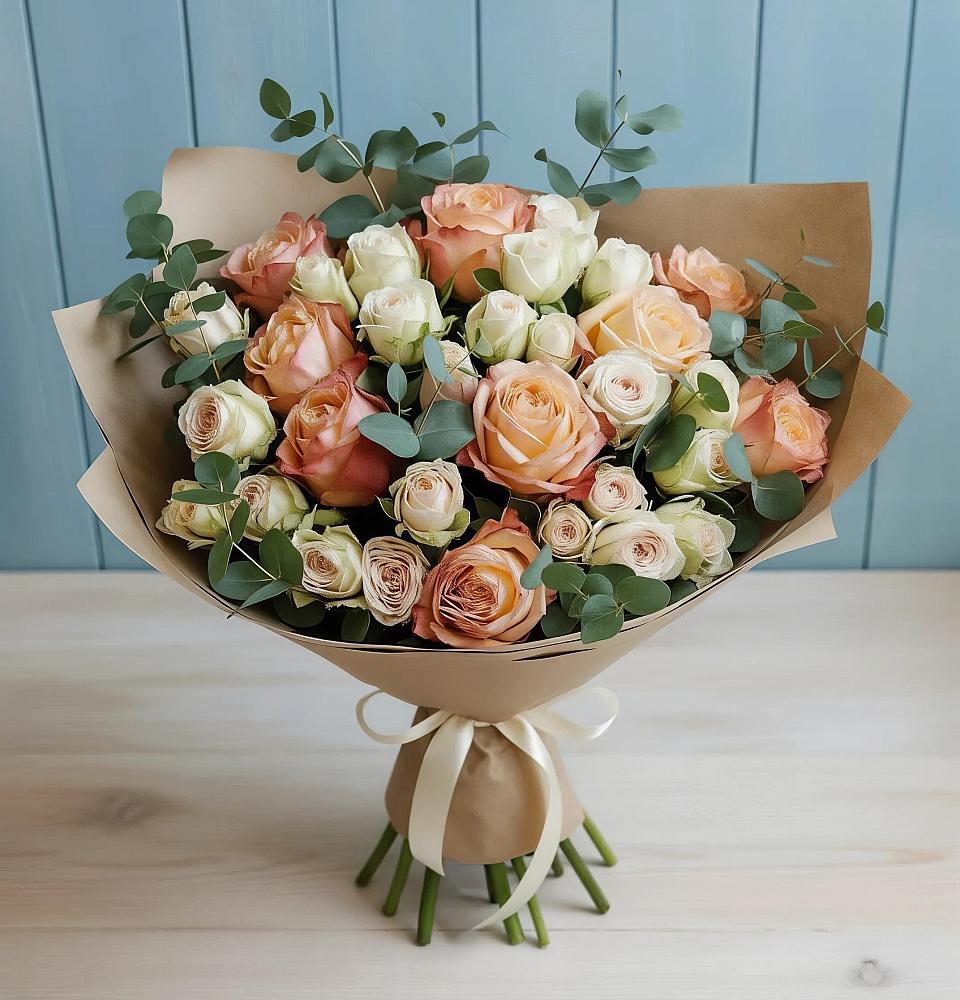 Букет цветов из: Альстромерии и Розы в Мариинске