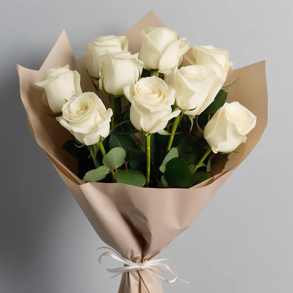 Букет 9 Белых роз Эдлесс Лав в Мариинске