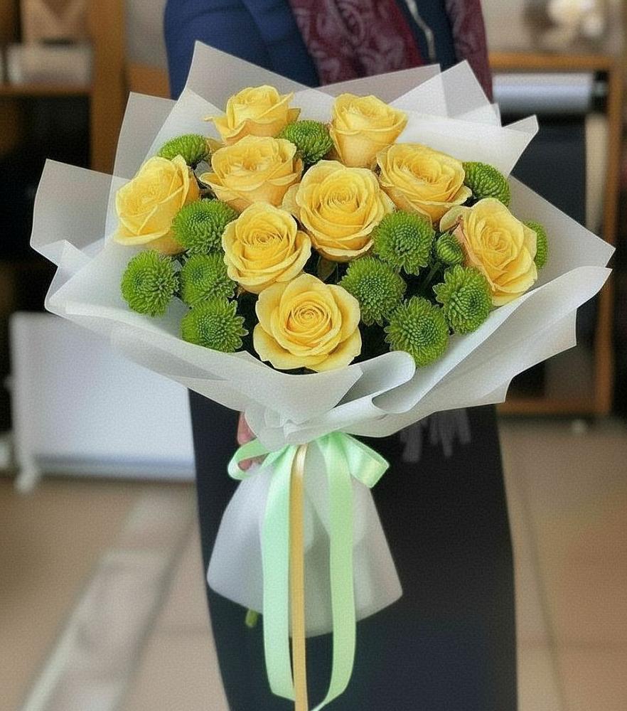 Букет цветов из: Хризантемы и Розы в Мариинске