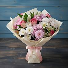 Букет цветов из:  Хризантемы, Альстромерии и Розы #REPLACE_PRED# Мариинске