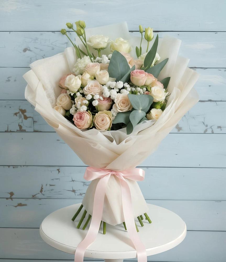 Букет цветов из: Розы и Лизиантусы в Мариинске