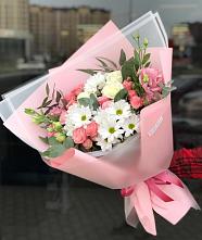 Букет цветов из:  Розы, Лизиантусы и Хризантемы в Мариинске