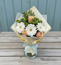 Букет цветов из:  Герберы, Розы и Хризантемы в Мариинске